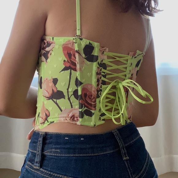 Urban Outfitters green floral corset NWT✨HOST PICK - Picture 2 of 7